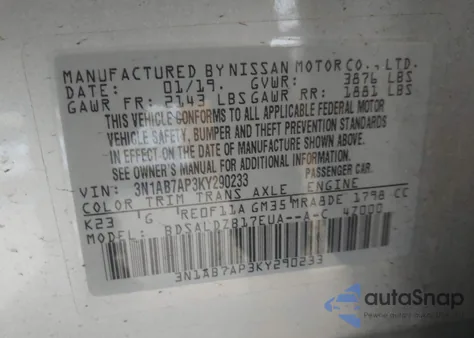 2019 Nissan Sentra Sv z USA, uszkodzony, nr VIN 3N1AB7AP3KY290233